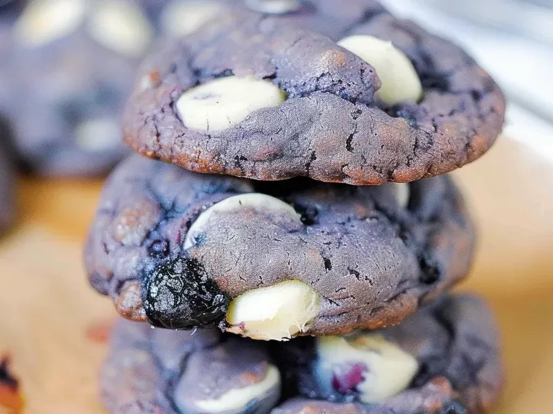 Soft Frozen Blueberry White Chocolate Vegan Cookies