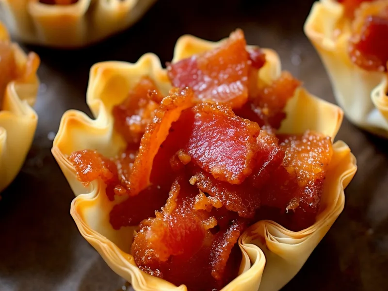 Maple Caramel Bacon Phyllo Bites - Sweet and Savory Appetizer