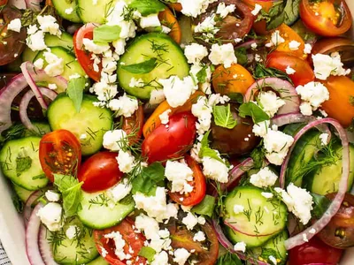 Fresh Herb Cucumber Tomato Salad with Feta
