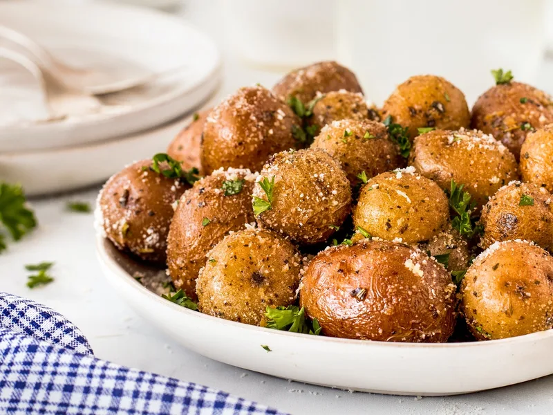 Smoker Garlic Herb Potatoes with Parmesan