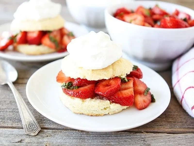 Balsamic Strawberry Ricotta Shortcakes with Fresh Basil