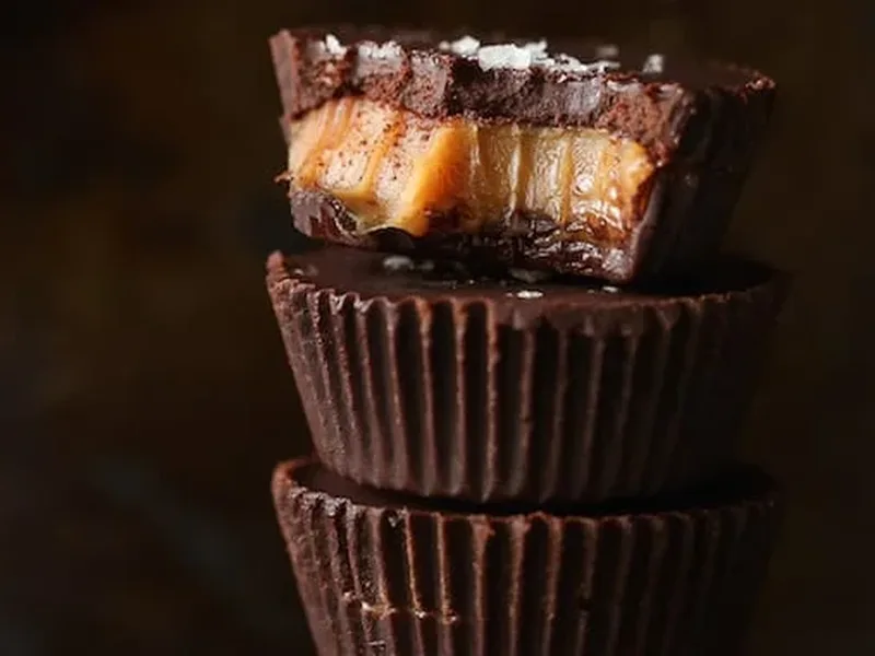 Raw Chocolate Peanut Butter Caramel Cups with Cacao