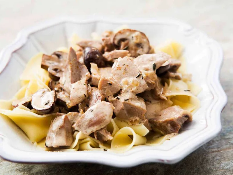Baked Turkey Stroganoff Casserole with Egg Noodles