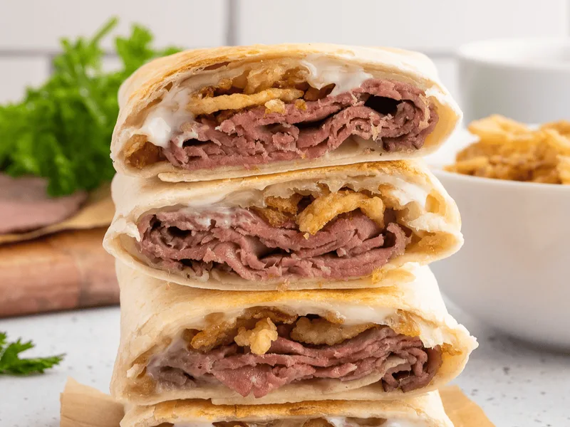 Air Fryer French Dip Wraps with Roast Beef and Au Jus