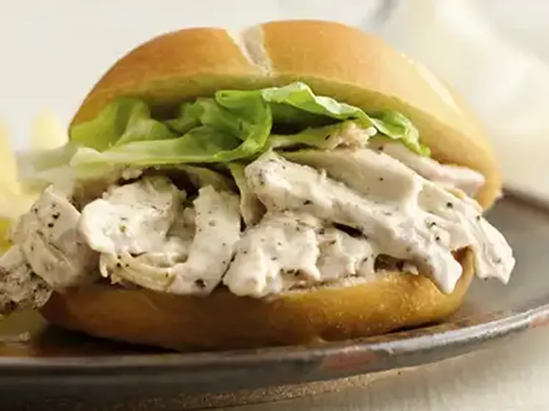 Slow-Cooker Shredded Chicken Caesar Sandwiches