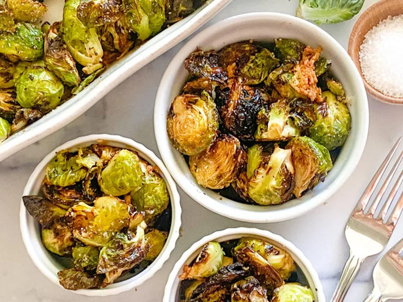 Air Fryer Parmesan Brussels Sprouts with Panko Breadcrumbs