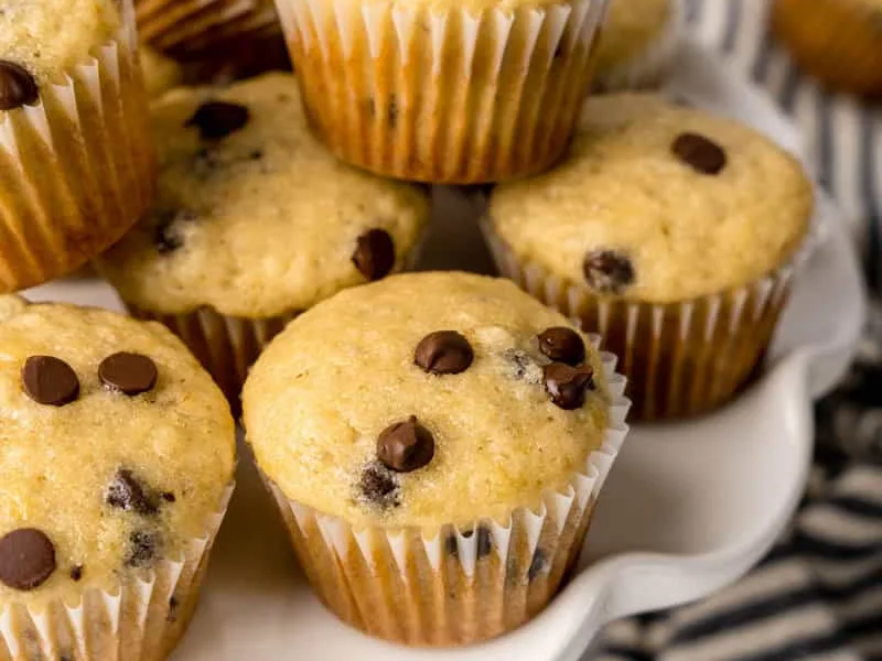 Mini Banana Chocolate Chip Muffins with Mashed Bananas