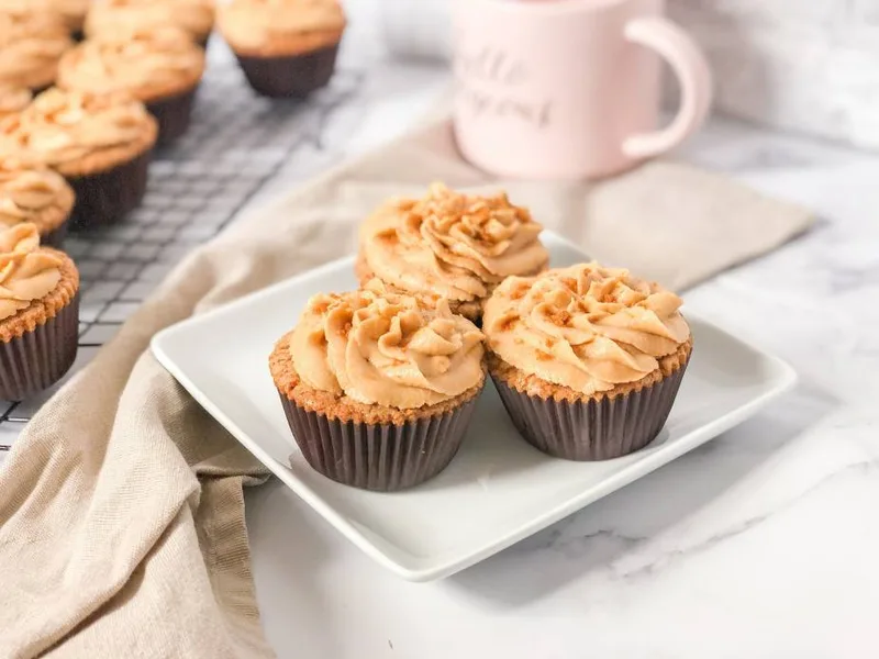 Cookie Butter Cupcakes with Espresso Buttercream Frosting