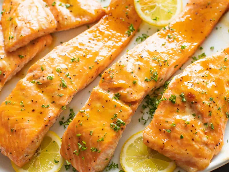 Brown Sugar Glazed Baked Salmon with Dijon Mustard