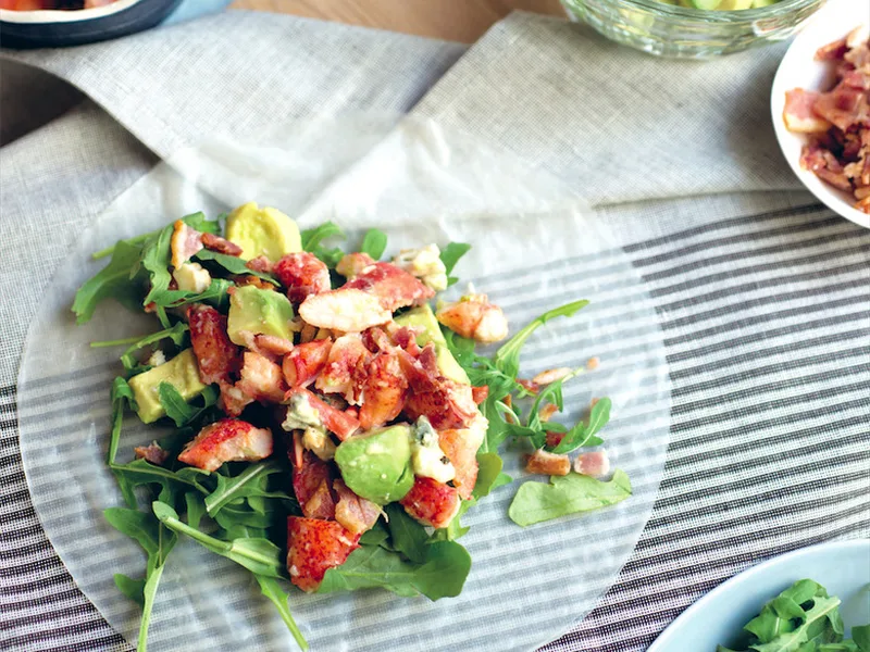 Gluten-Free Lobster Salad Rice Paper Rolls with Gorgonzola