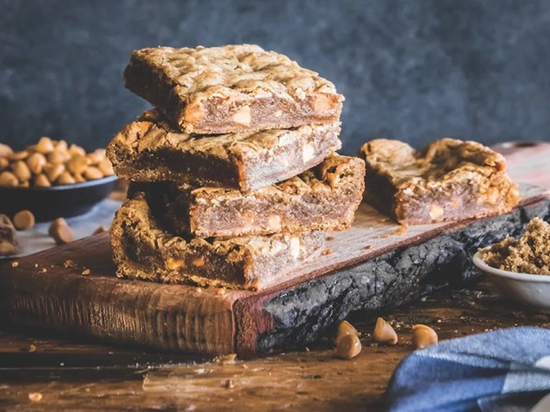 Butterscotch Blondies with Almond Butter and Coffee
