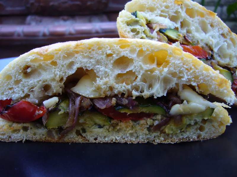 Roasted Vegetable and Brie Sandwich