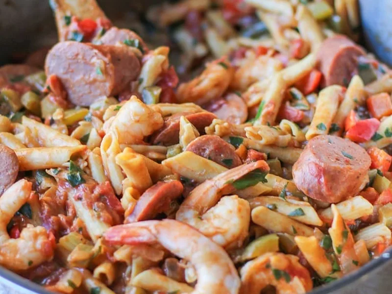 One Pot Shrimp Gumbo Pasta