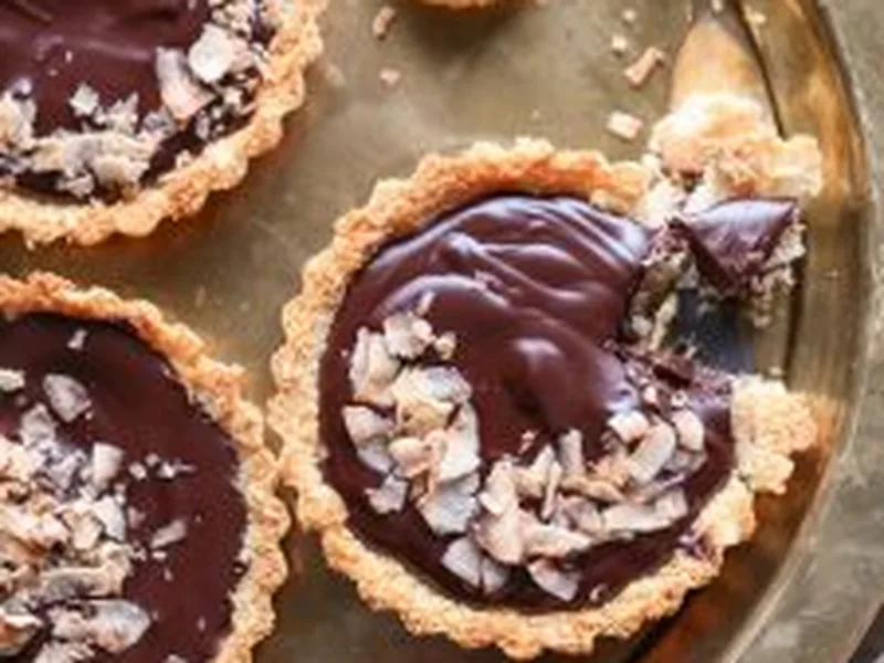 Chocolate Ganache Tarts with Coconut Macaroon Crust