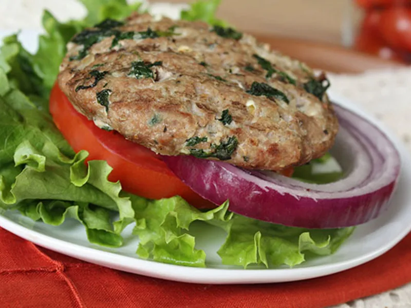 Greek Turkey Burgers with Spinach and Feta