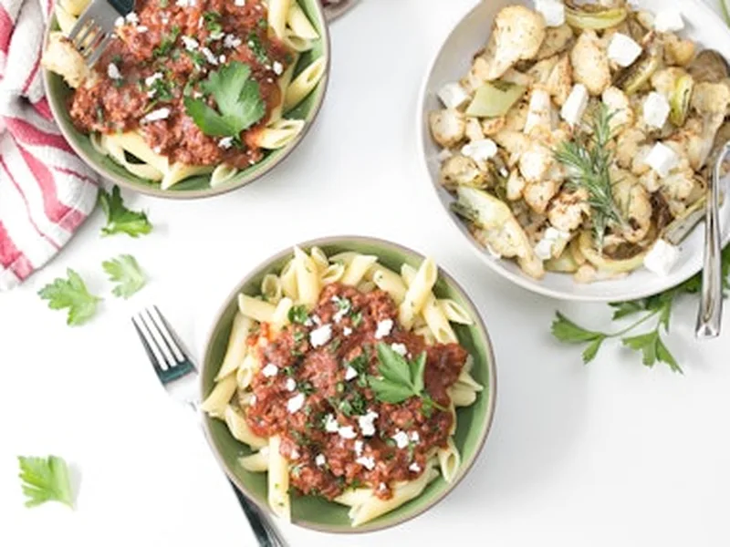 Greek-Style Penne with Lamb and Cinnamon Tomato Sauce