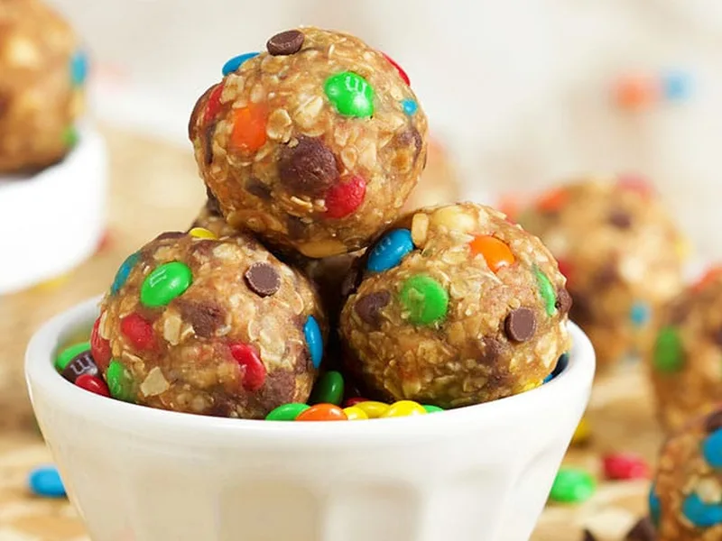 No Bake Monster Cookie Dough Bites with Oats and Peanut Butter