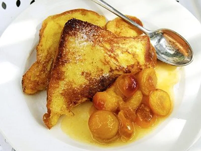 Lemon French Toast with Poached Plums