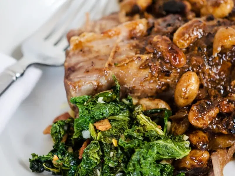 Slow Braised Pork and Beans with White Wine