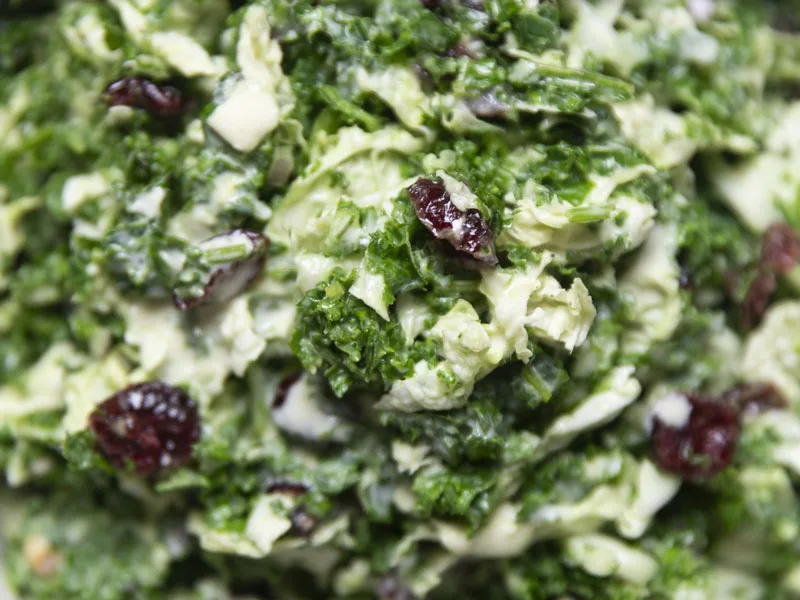 Creamy Dijon Kale Coleslaw with Cranberries
