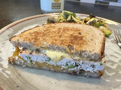 Sour Cream and Onion Turkey Patty Melts on Pumpernickel