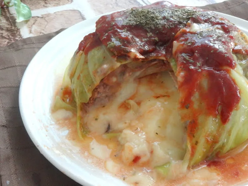 Cabbage Wrapped Brie Stuffed Meatball - Ground Pork with Cheese