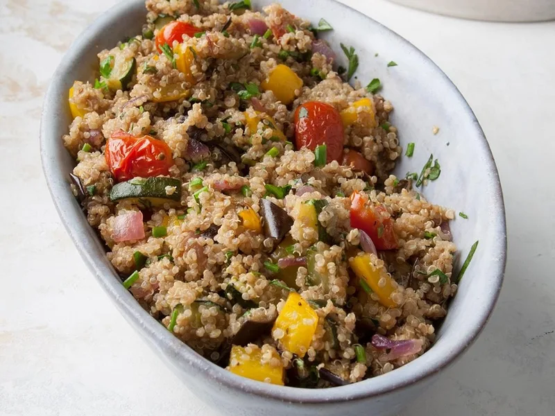 Roasted Vegetable Quinoa with Fresh Herbs and Balsamic