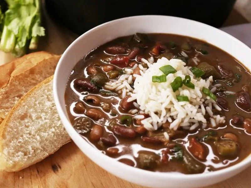 Louisiana-Style Gumbo with Dark Roux and Kidney Beans