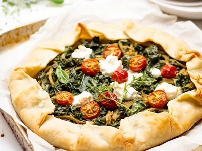 Low-Carb Spinach Feta Galette with Almond Crust