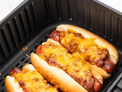 Air Fryer Chili Cheese Dogs