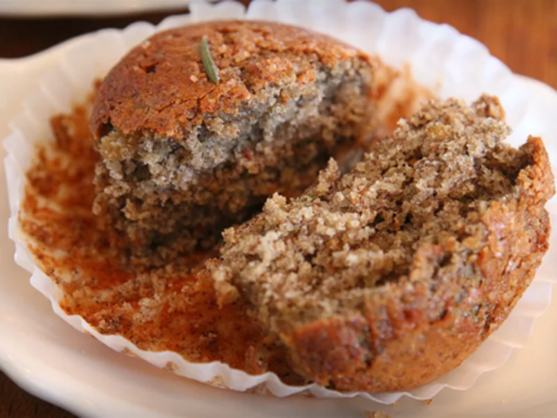 Buckwheat Oat Bran Muffins with Rosemary Lemon