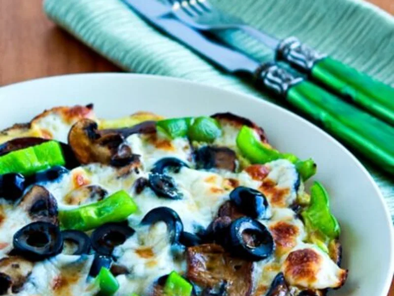 Egg-Crust Vegetarian Mushroom and Cheese Breakfast Pizza