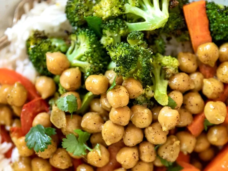 Curried Chickpea and Roasted Vegetable Bowls