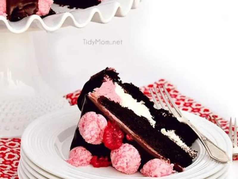 Dark Chocolate Marshmallow Cake with Raspberry