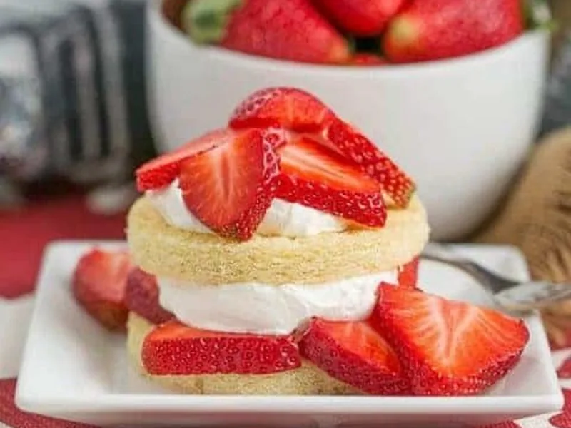 Strawberry Shortcakes with Tender Olive Oil Sponge Cake