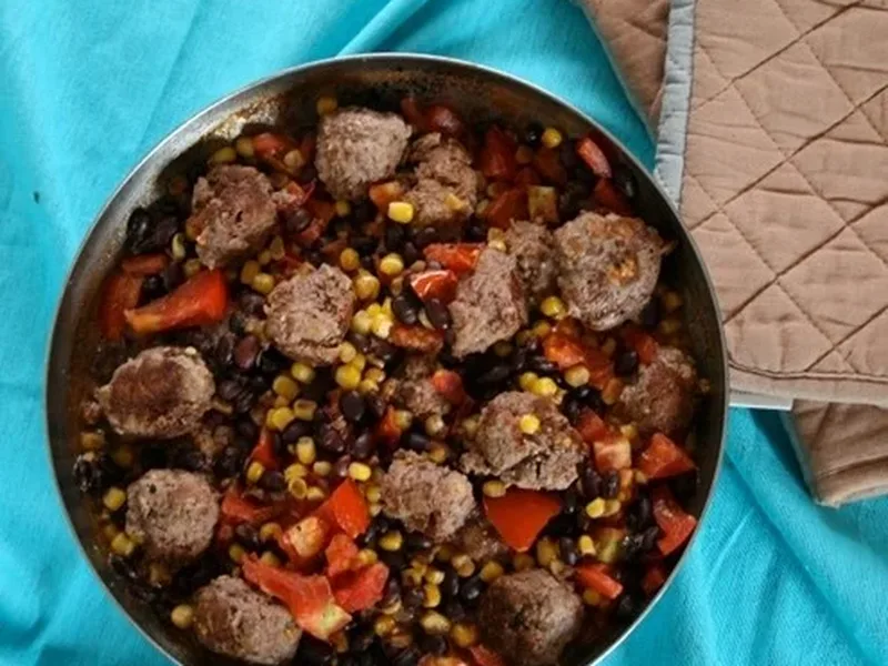 Southwest Turkey Meatballs with Corn Black Bean Salsa