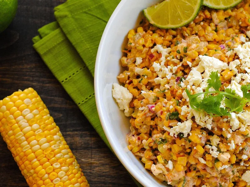 Roasted Mexican Street Corn Salad with Cotija and Lime