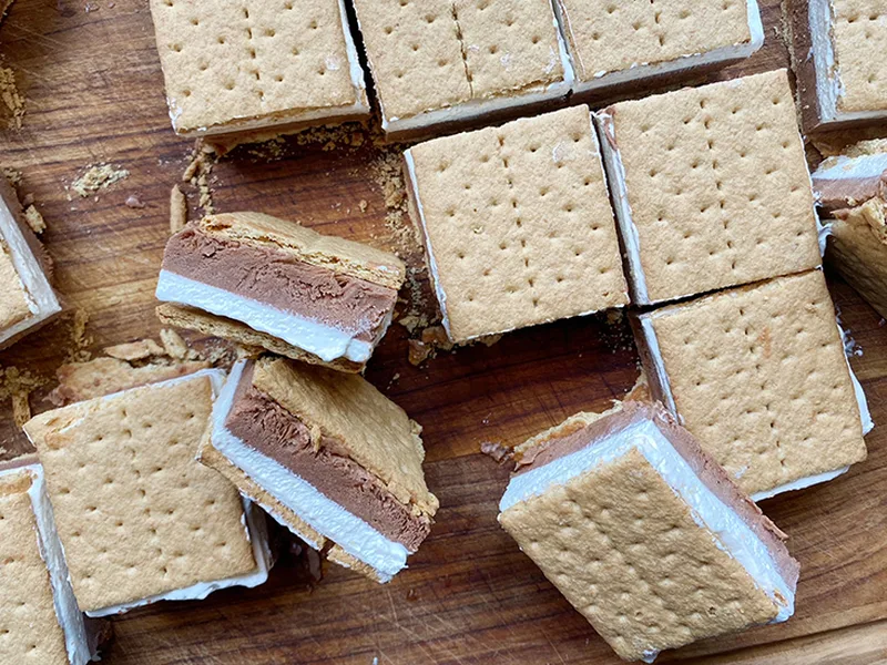 Frozen S'mores Bars with Chocolate Pudding and Marshmallow