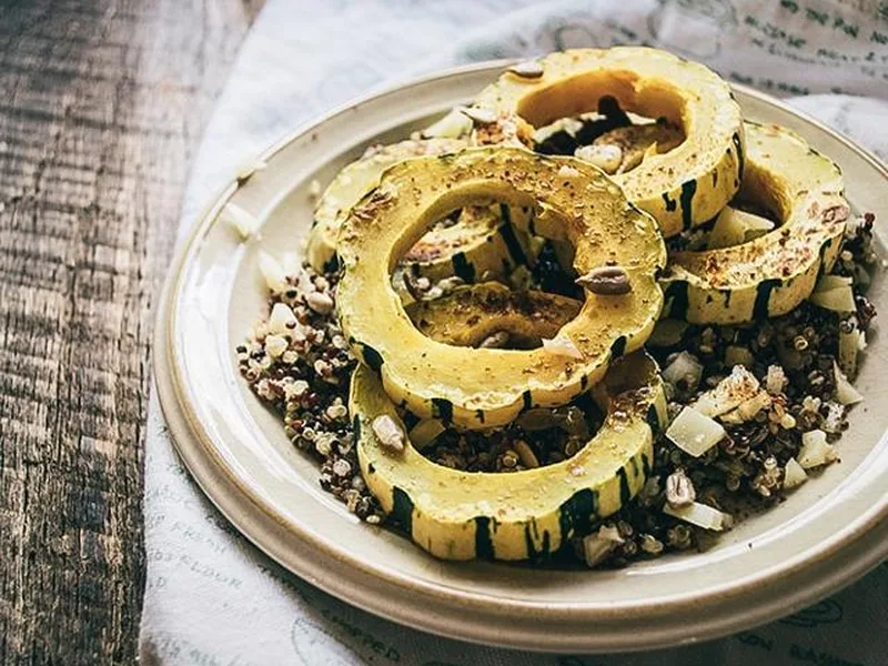 Roasted Delicata Squash with Quinoa and Cranberries