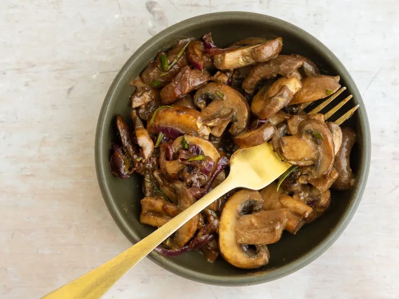 Balsamic Mustard Sautéed Mushrooms with Rosemary