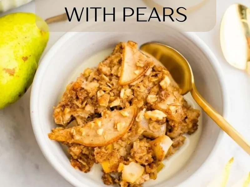 Baked Oatmeal with Pears, Walnuts and Cinnamon