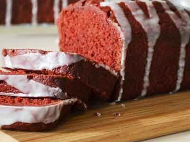 Red Velvet Mini Loaves with Chocolate and Cream Cheese Glaze