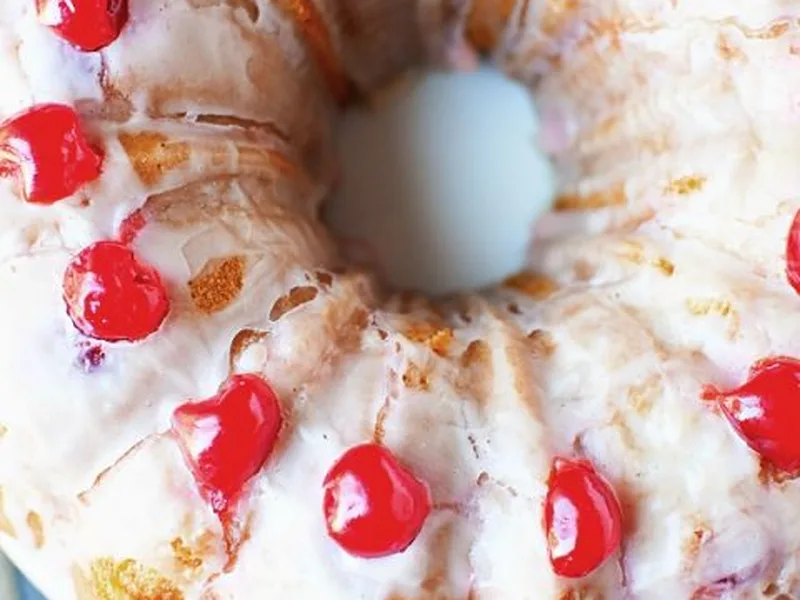 Vanilla Cola Float Pound Cake with Cherry Glaze