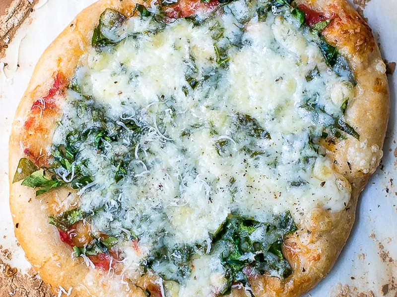 Grilled Spinach and Havarti Pizza with Garlic Olive Oil
