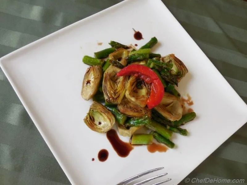 Sauteed Baby Artichokes and Asparagus with Balsamic Vinaigrette