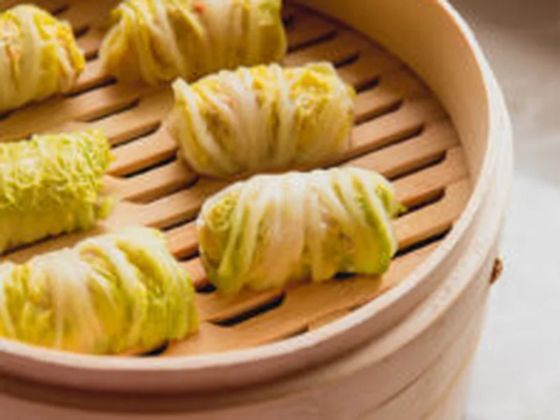 Steamed Cabbage Roll Dumplings with Ground Chicken