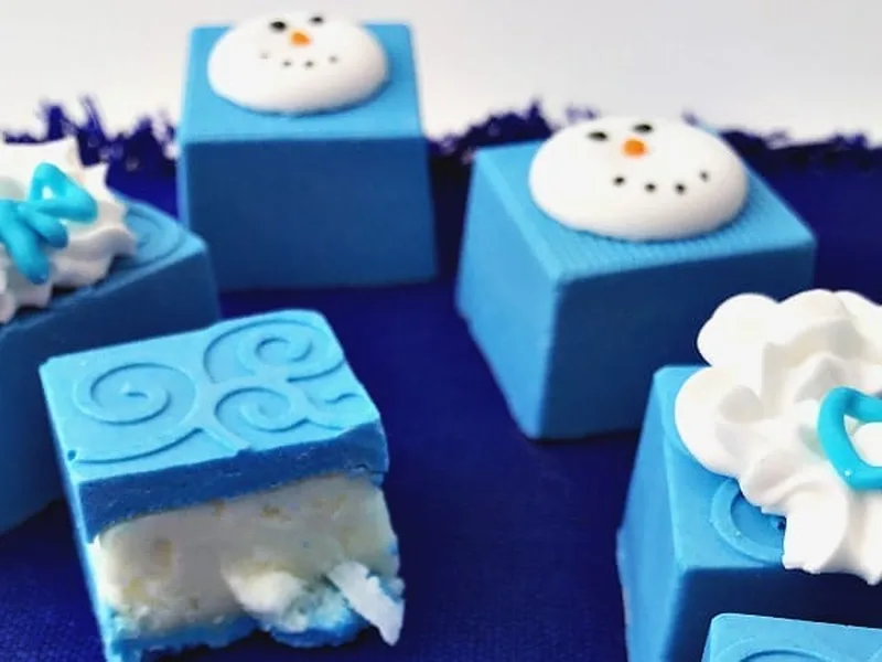 Frozen Coconut Buttercream Candies with Royal Icing