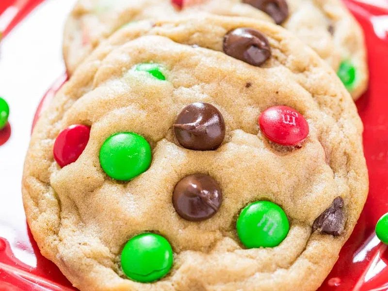 Soft Chewy M&M Chocolate Chip Cookies with Pudding Mix