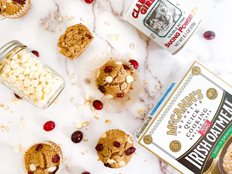 Blender Cranberry White Chocolate Oat Muffins