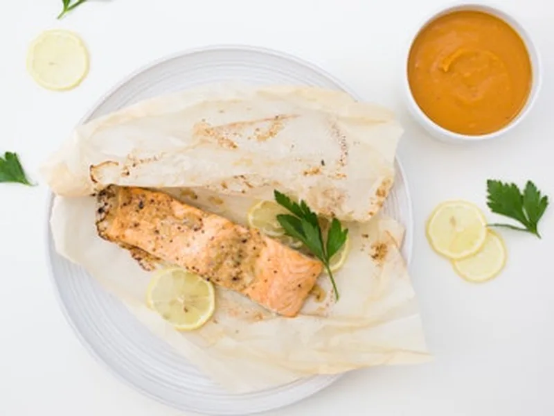 Baked Salmon with Sweet Potato Soup - Easy 30-Minute Dinner